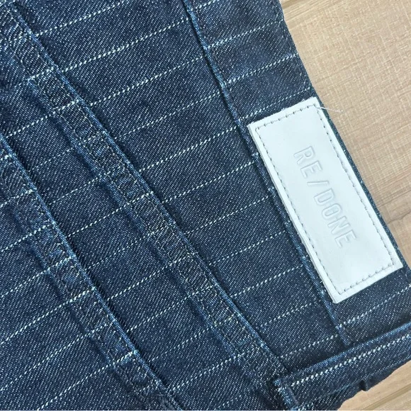 NWOT Re/Done Dark Blue Striped Tennis Wrap Jean Mini Skirt - Picture 8 of 8